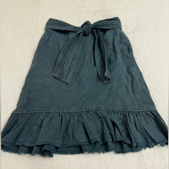 ANTHROPOLOGIE Pilcro Amora Ruffled Mini Skirt In Teal Blue Size XS Beach Coast - Picture 15 of 16